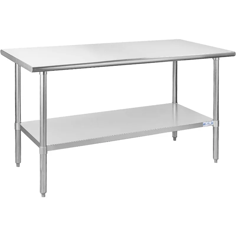 Stainless Steel Table for Prep & Work 24 x 60 Inches, NSF Commercial Heavy Duty Table with Undershelf and Galvanized Legs