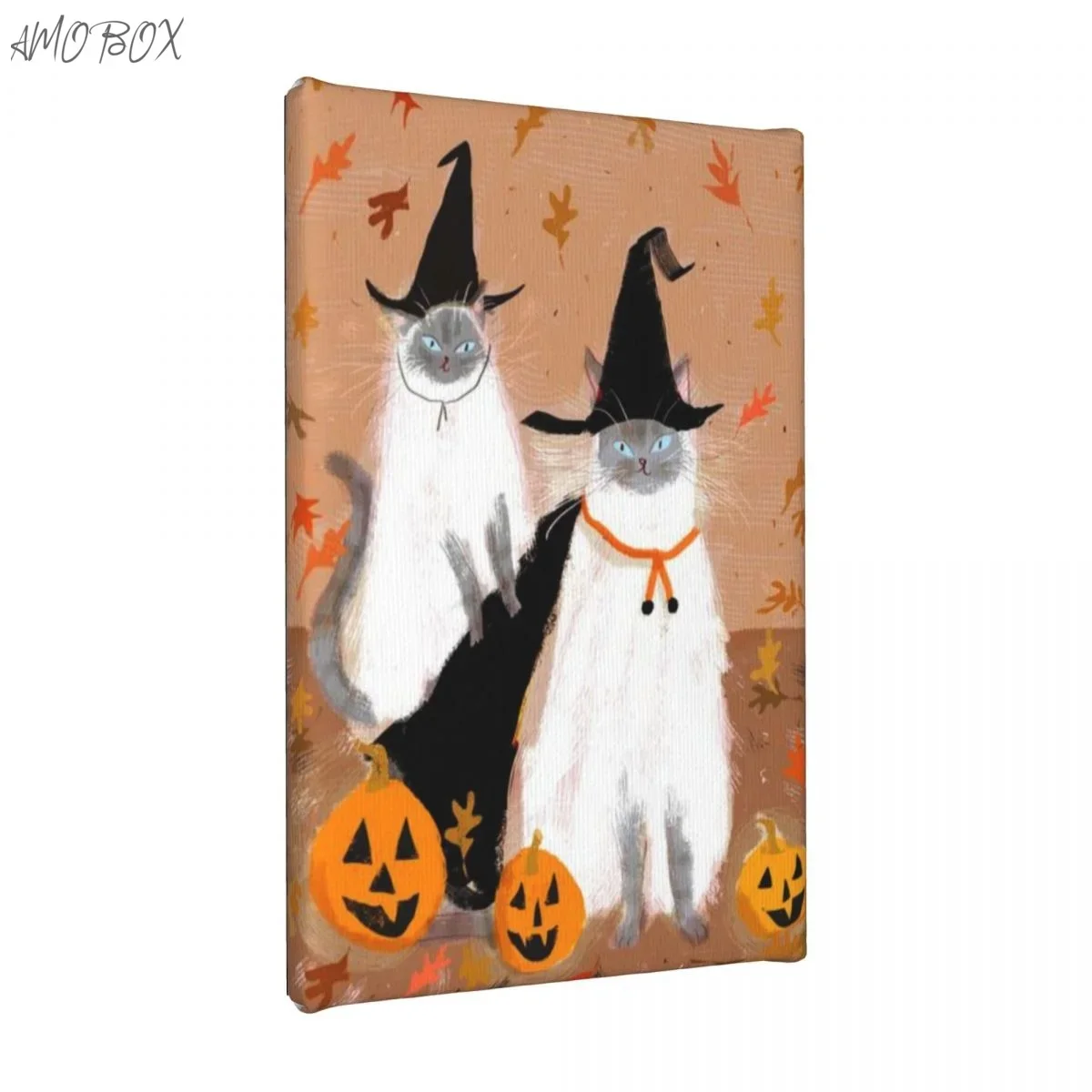 AMOBOX-Unframed Happy Halloween Cat Decorative Paintings, Wall Art, Room Decoration Painting, 8x12in, 625100042