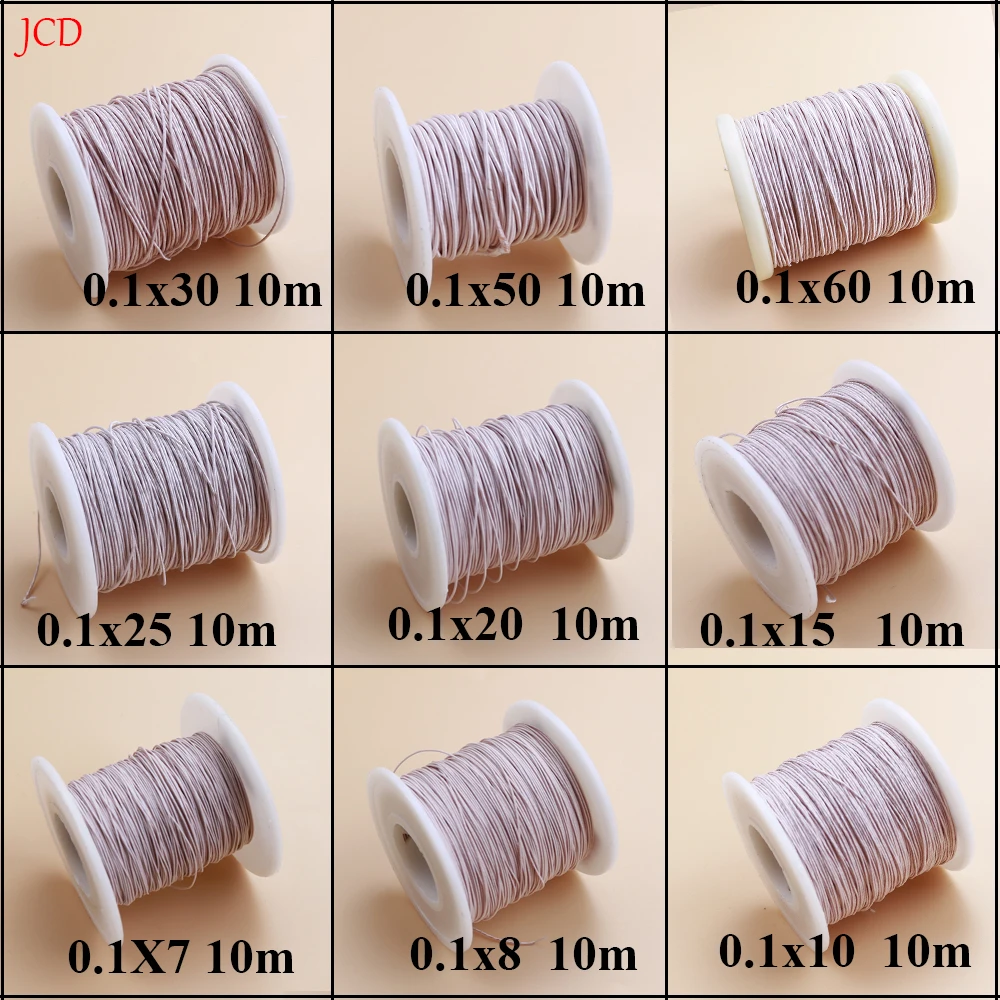 10M 0.1x7/8/10/15/20/25/30/40/50/60 strands Litz Wire Multi-strand Polyester Yarn Covered Wire Copper Wire 10M