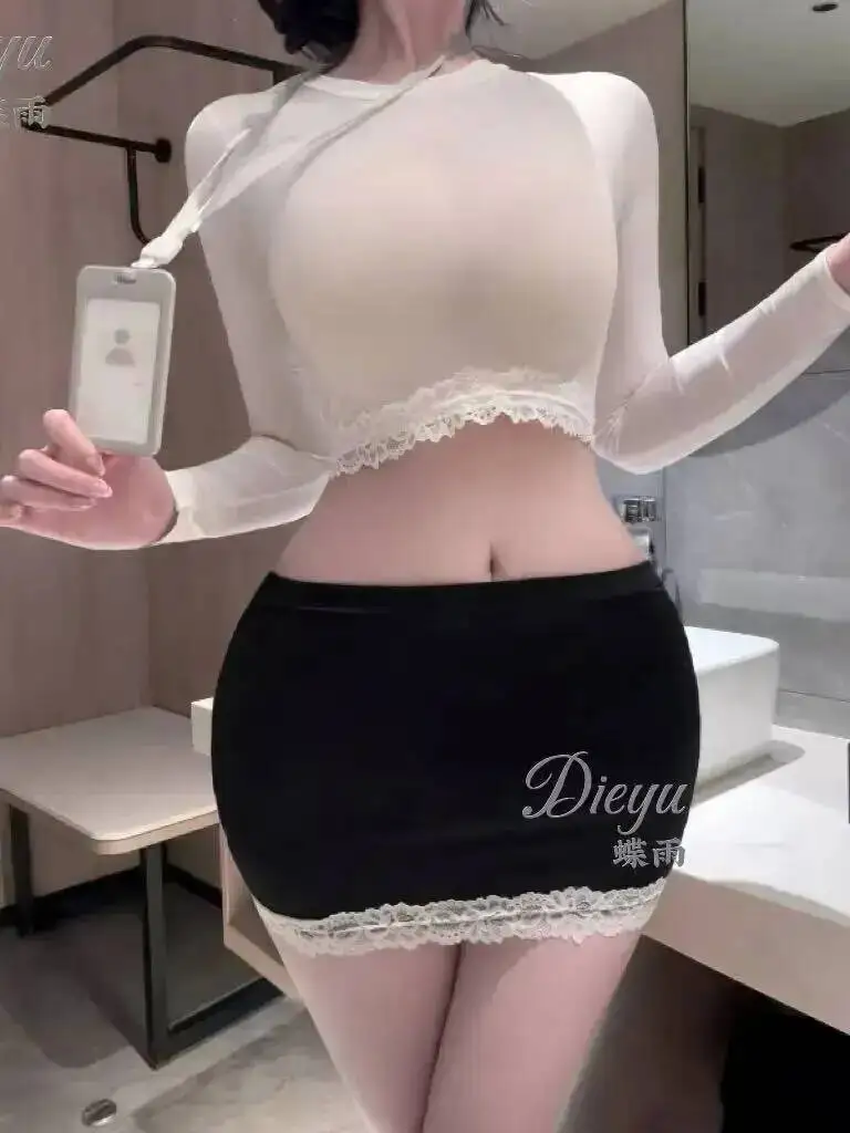 ชุดเดรสเข้ารูปสไตล์เซ็กซี่สำหรับทำงาน ชุดยูนิฟอร์มเลขาสุดหรู แขนยาว ดีไซน์เย้ายวน ชุดมินิเดรสแฟชั่นใหม่ปี 2025 สำหรับผู้หญิง รุ่น V9BL