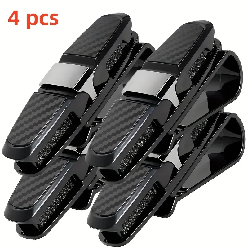 4X Car Sunglasses Frame Carbon Fiber Bills Glasses Clip Multi Function In Car Creative Eye Box Card Double Headed Clip On Board