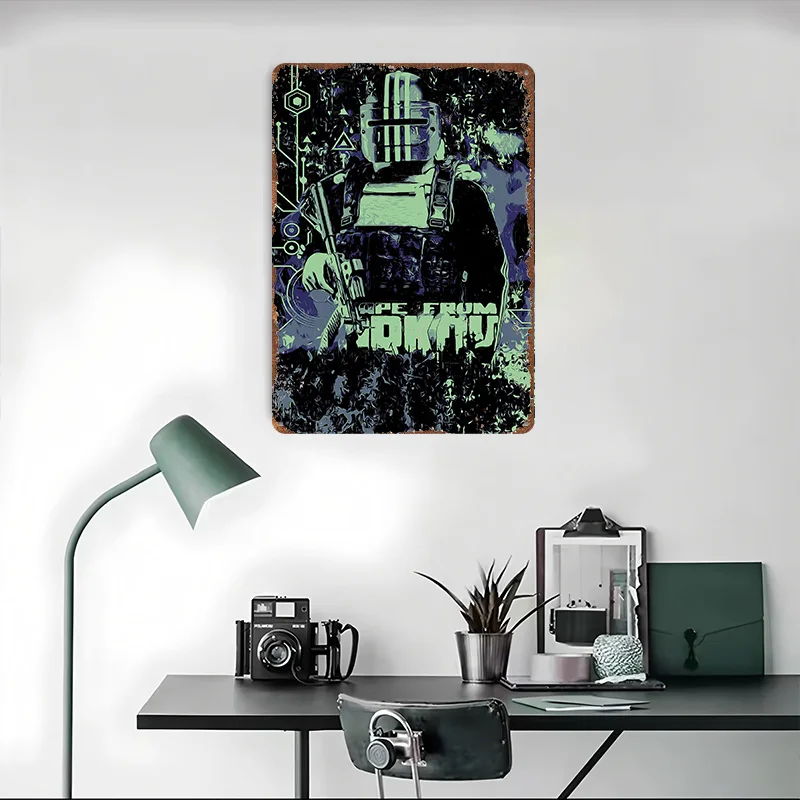 الهروب من Tarkov المعادن المشارك تين علامات خمر الديكور الداخلي في المنزل علامة معدنية مخصصة لجدار الفن الديكور رجل الكهف
