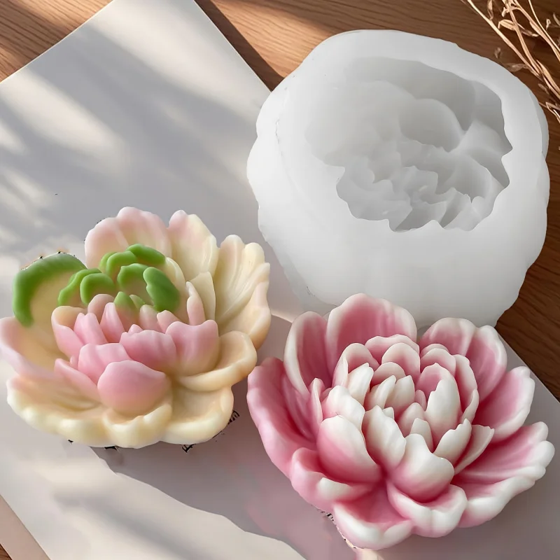Heart Flower Silicone Mold - 3DFlowers for candles、Clay、Gypsum and Soap Making，Reusable，Delicate Petal Design，Home Decorations