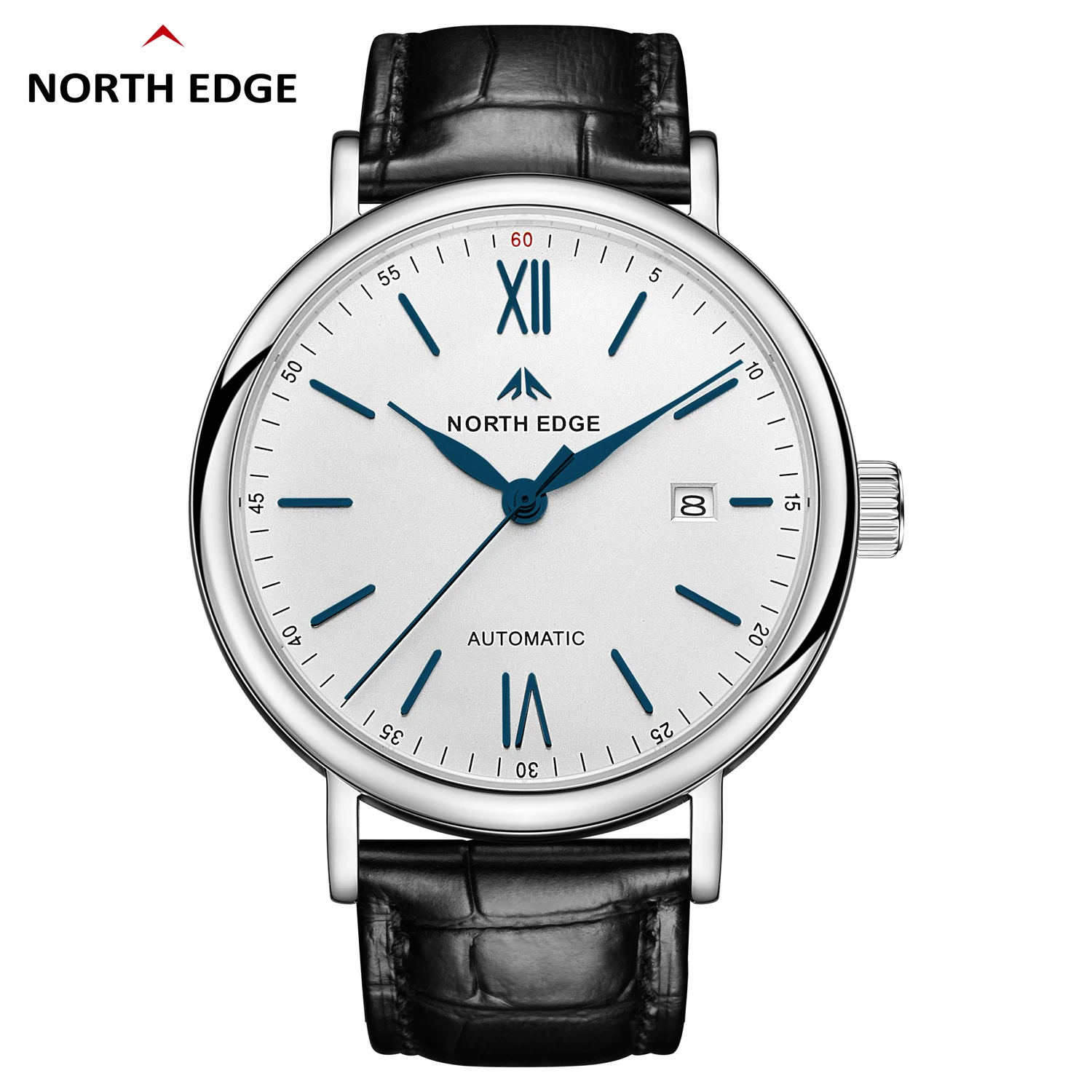 NORTH EDGE Amoy Men Watch 41mm Luxury Automatic Mechanical Men's Stainless Steel Sports Sapphire 50M Waterproof Date Wristwatch