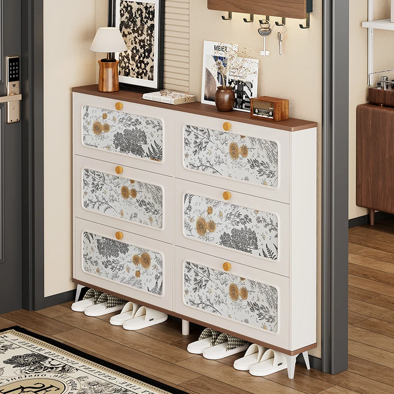 الشمال نمط الأبيض خزانة خذاء كريم الحديثة الفاخرة غرفة المعيشة خزائن الأحذية تخزين ضيق Szafka Na Buty أثاث المنزل #3