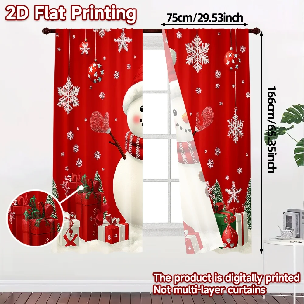 2pcs,Curtains Cute Snowman Christmas Winter Holiday_c Popular Contemporary Curtains Polyester Easy Install Curtains Decorations
