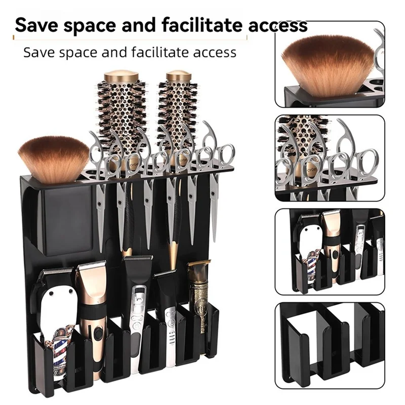 Soporte para cortadora eléctrica de montaje en pared profesional, organizador de belleza para salón, herramientas de estilismo de peluquería, estante de almacenamiento
