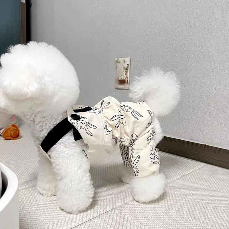 Small Dog Quad Pants Summer Pet Carrier Teddy Soft Pullover Poodle Cartoon Clothes Yorkshire Jumpsuits