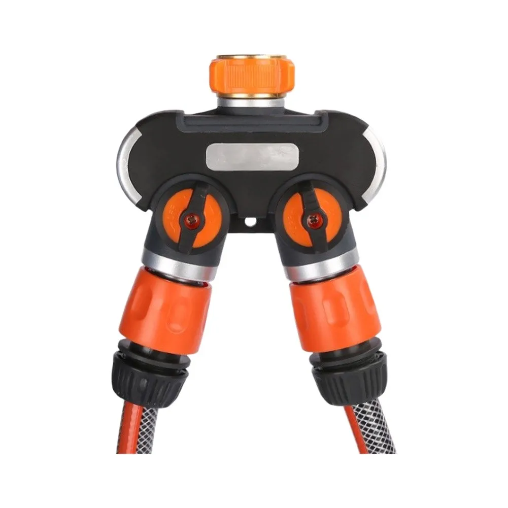Zinc Alloy Dual Hose Connector with Rubber Handle for Rust Resistant Outdoor Use and Reliable Water Distribution