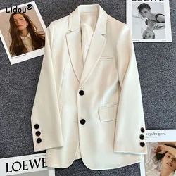 2023 New Spring and Autumn Elegance Fashion Commuting Simple Shoulder Suit Collar Single Breasted Loose Oversize Women's Suit