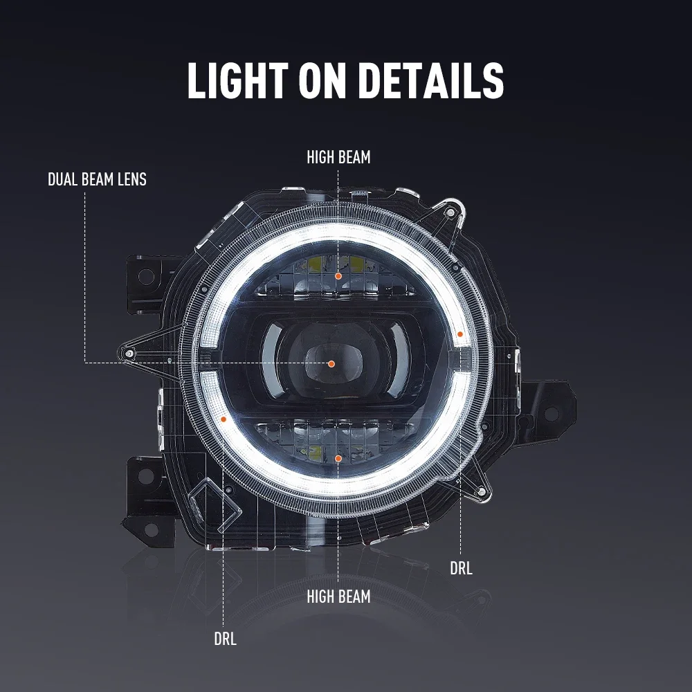 スズキ ジムニー 2018-2022用 LEDカーヘッドライトアセンブリ（左右セット） ヘッドライト DRL チューニング シグナル プラグアンドプレイ フロントヘッドランプ