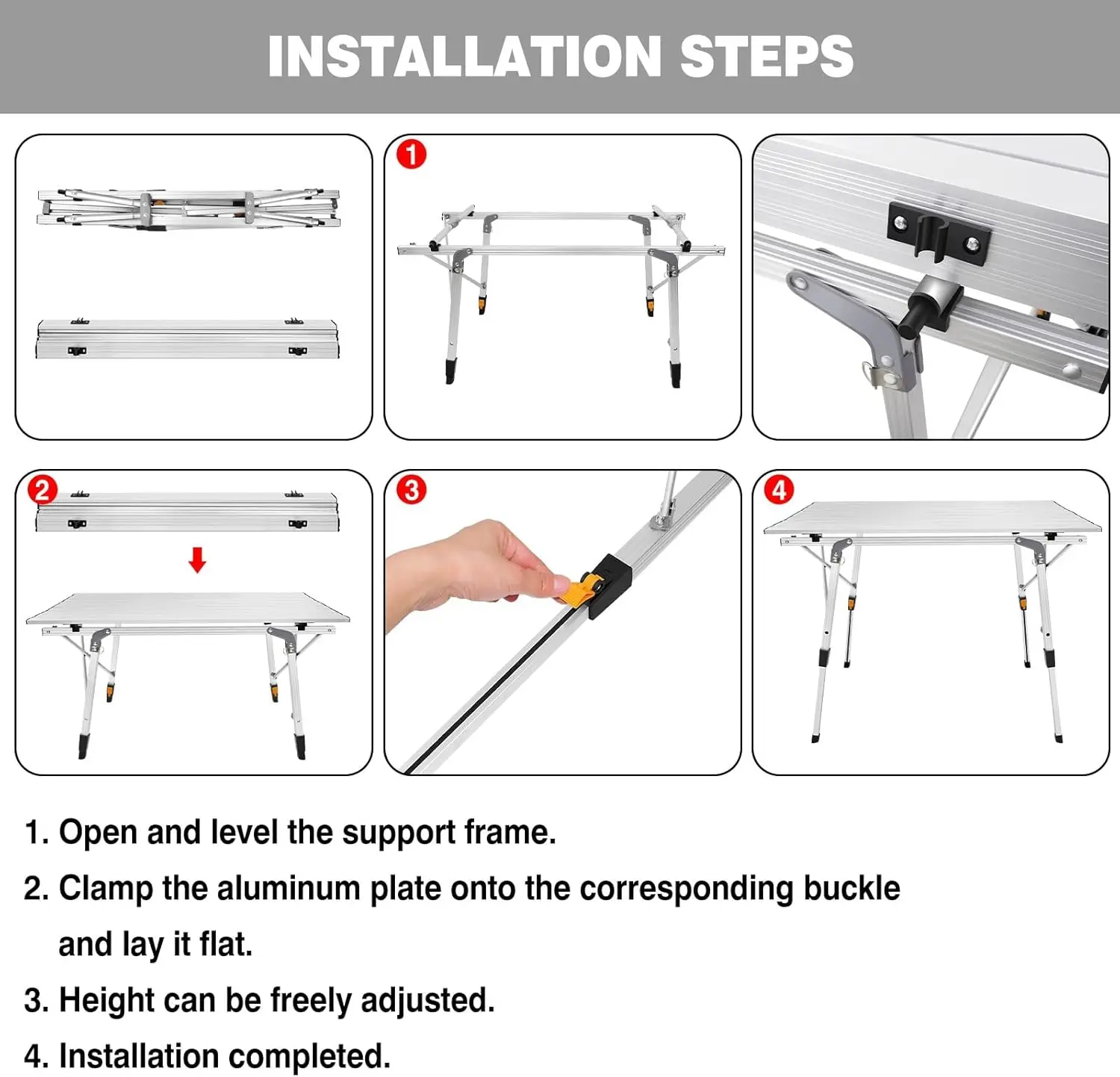 طاولة نزهة قابلة للطي، طاولة نزهة للتخييم قابلة للطي بطول 3 أقدام، طاولة عمل للمطبخ والحديقة الخارجية وطاولة تخييم للسفر