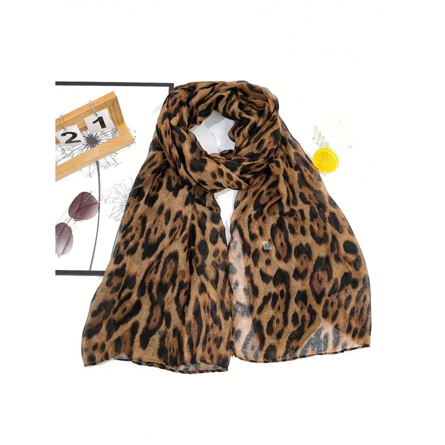 

Модный женский шарф-шаль в стиле бохо с леопардовым принтом и батиком, мягкий, легкий, подходит для повседневных поездок и активного отдыха