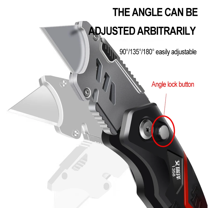 AIRAJ Folding Utility Knife Quick-cutting Box Cutter, Blade Storage in Handle with 4 Extra Blade Included