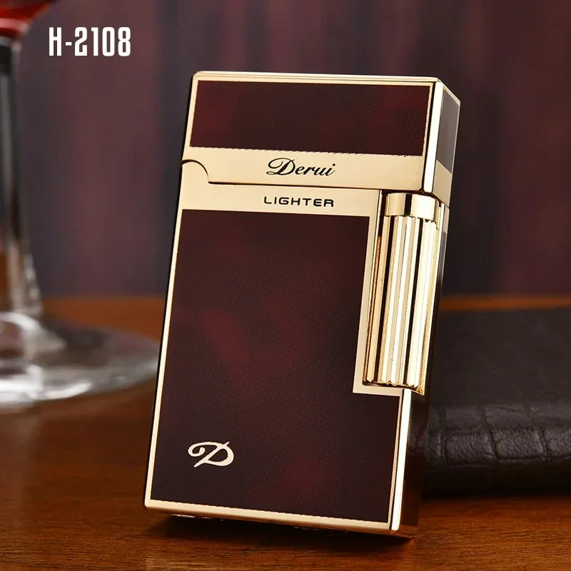 Original Derui High Quality Luxury Lighter Metal Inflatable Open Flame Side Slip Ignition Cigarette Lighter Smoking Accessories