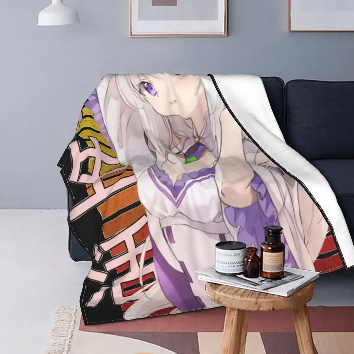 Emilia Re Zero Starting Life In Another World Blankets Flannel Spring/Autumn Warm Throw Blankets for Bed Bedroom Bedspreads