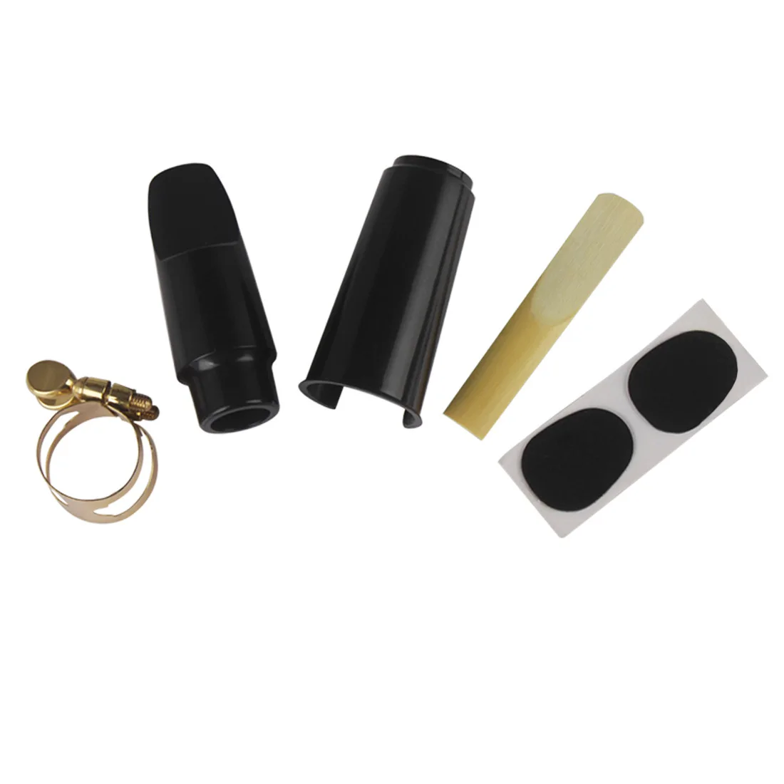 Treble saxophone 5-piece set, flute head  hat  clip  reed  2 dental pads, wind music accessories