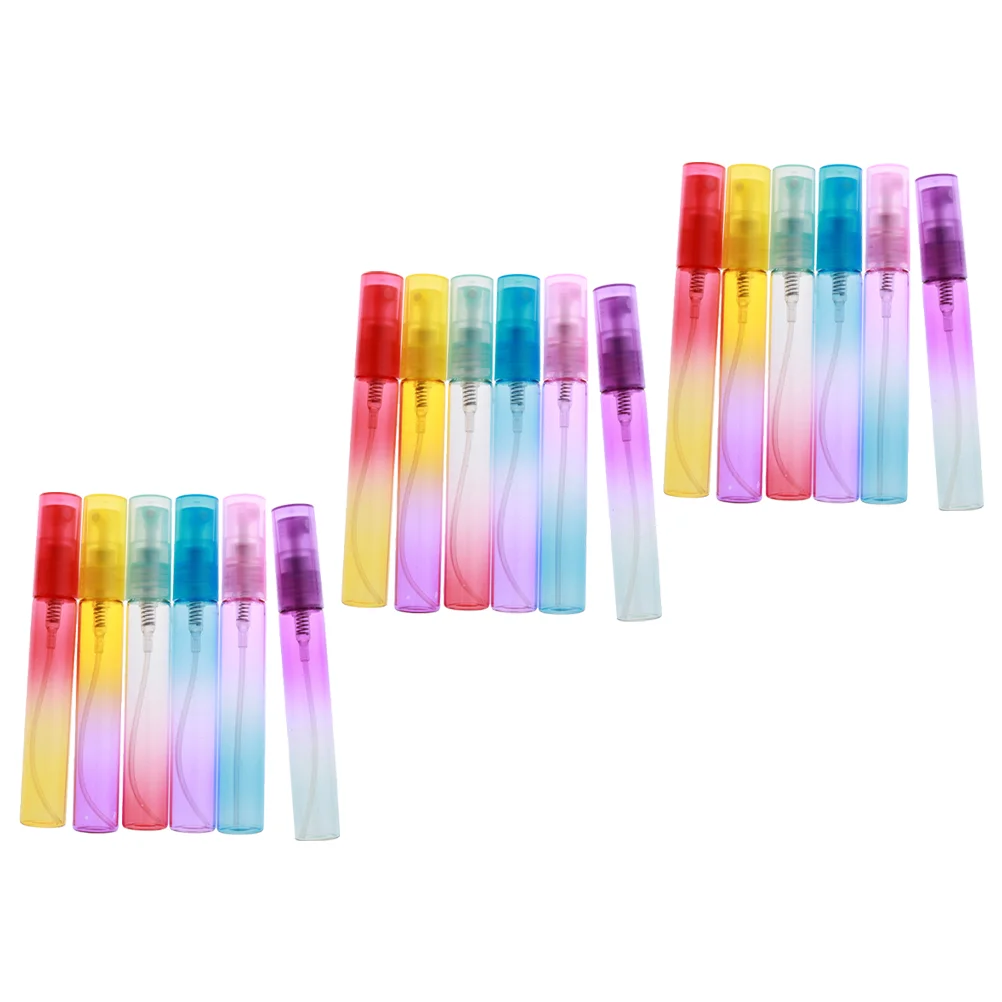 

18 PCS Gradient Spray Bottle Perfume Bottles Glass Small Travel Make up Essential Oil Plastic Nozzle Sub-packaging