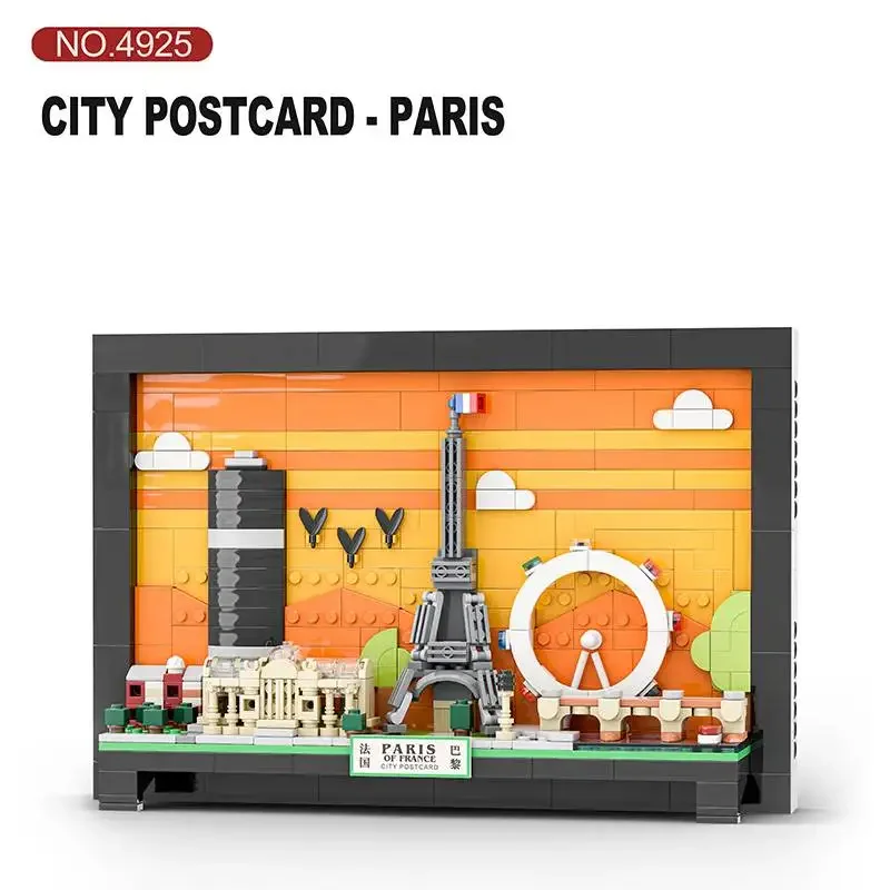 아이디어 빌딩 블록 도시 엽서 도시 랜드마크 건축 벽화 장난감, 예술 걸이식 그림 장식 장난감 선물, 성인 및 어린이