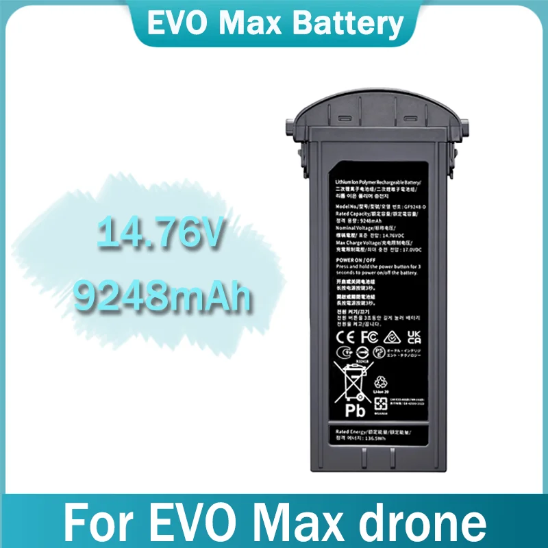 

Универсальная батарея для серии EVO Max 4T/4N, 14.76В, 9248мАч, сверхдолговечная, подходит для дрона EVO Max