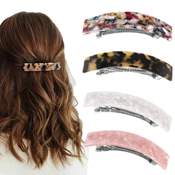 Pinza de pelo de leopardo para mujer, Horquilla automática de acetato, Vintage, francés, geométrico, mármol, Clip de primavera colorido, accesorios para el cabello para niña