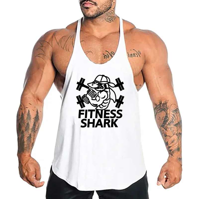 Summer Cotton Breathable Suspender Y-back Vests Gym Fitness Sleeveless Bodybuilding Sport Shirts Mens Workout Muscle Tank Tops