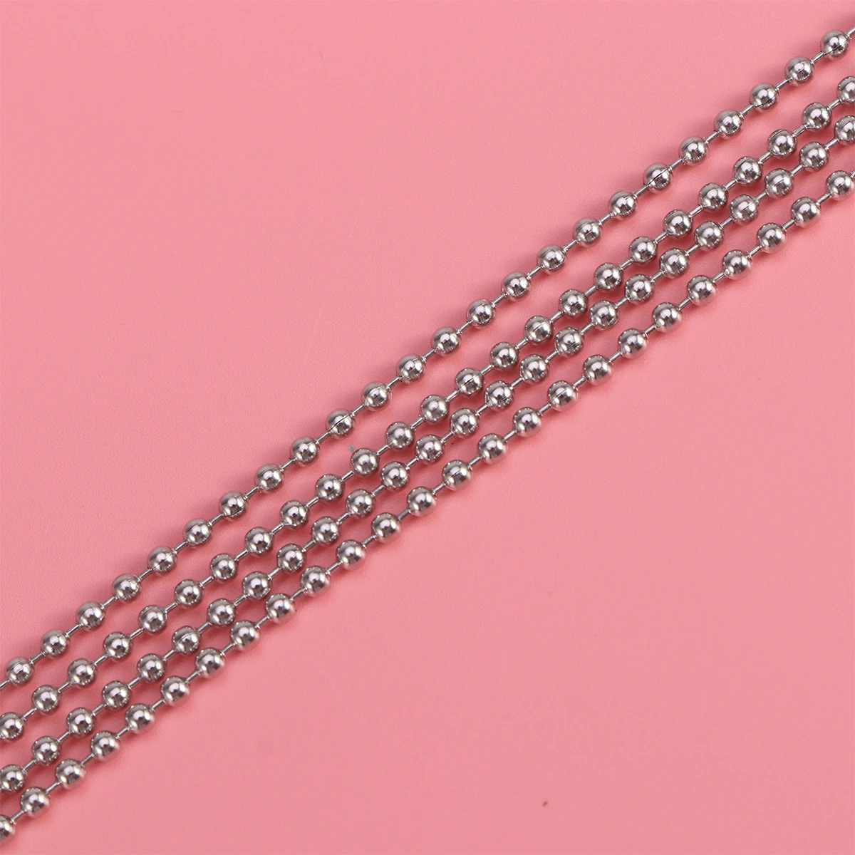 

3M Silver Stainless Steel Bead Chain 10 Connectors Adjustable Length Pendant Making Jewelry Accessories Bead Link Head