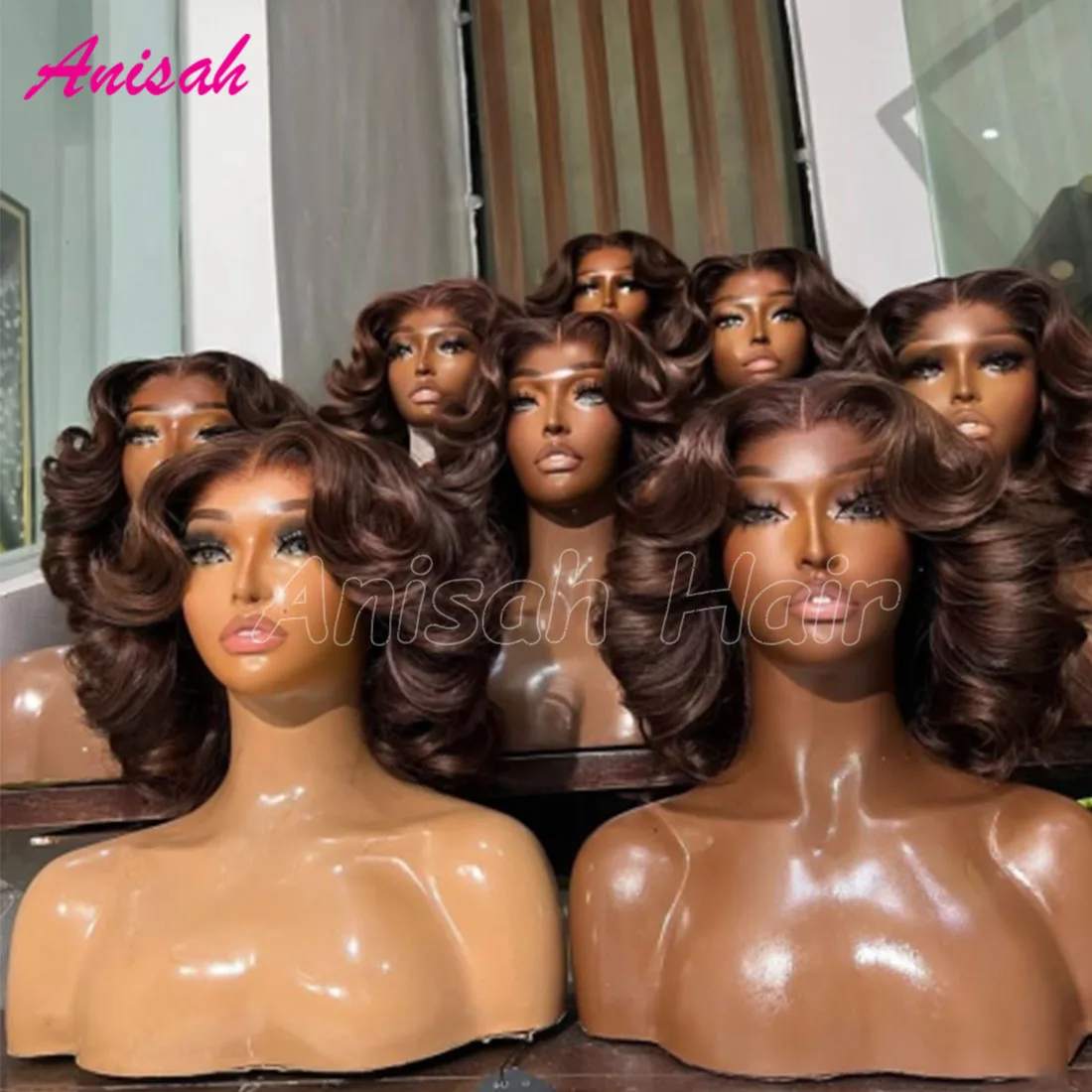 Vietnamese Remy Hair Super Wave Human Hair Wigs Brown Colored Lace Front Wig 5x5 Glueless Lace Closure Wig for Black Women