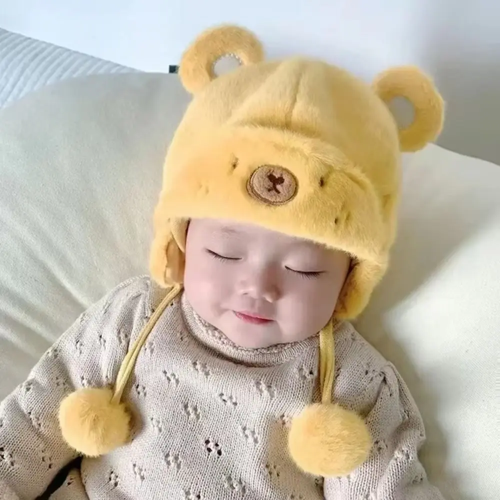 

Lovely Winter Baby Bear Hats Soft Warm Newborn Bonnet Hats Ear Protection Fleece Wool Boys Girls Beanie Cap Toddler