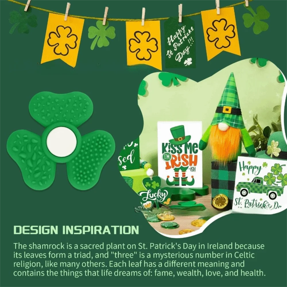 Clover Textured Soft Worry Stone Fidget Toy Silicone No Noise Children Sensory Stone Creative Relaxing Textured Worry Rocks