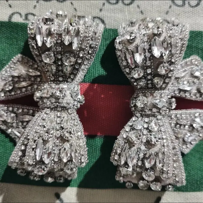 【زوج واحد】مشابك أحذية عالية الكعب بإبزيم على شكل فيونكة من حجر الراين قابلة للفصل ومتعددة الاستخدامات وإكسسوارات ذاتية الصنع مشبك حذاء نسائي مسطح #3