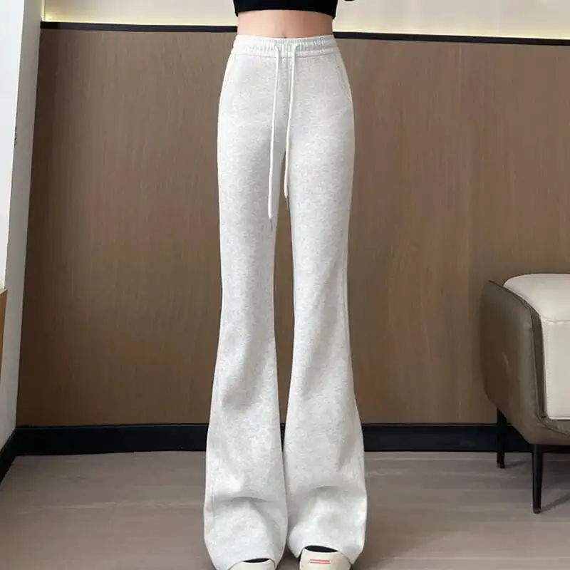 

Solid Color Sporty Flared Women Autumn Winter Sexy Hip Lifting Elastic Waist Long Trousers Korean All Match Casual Pants