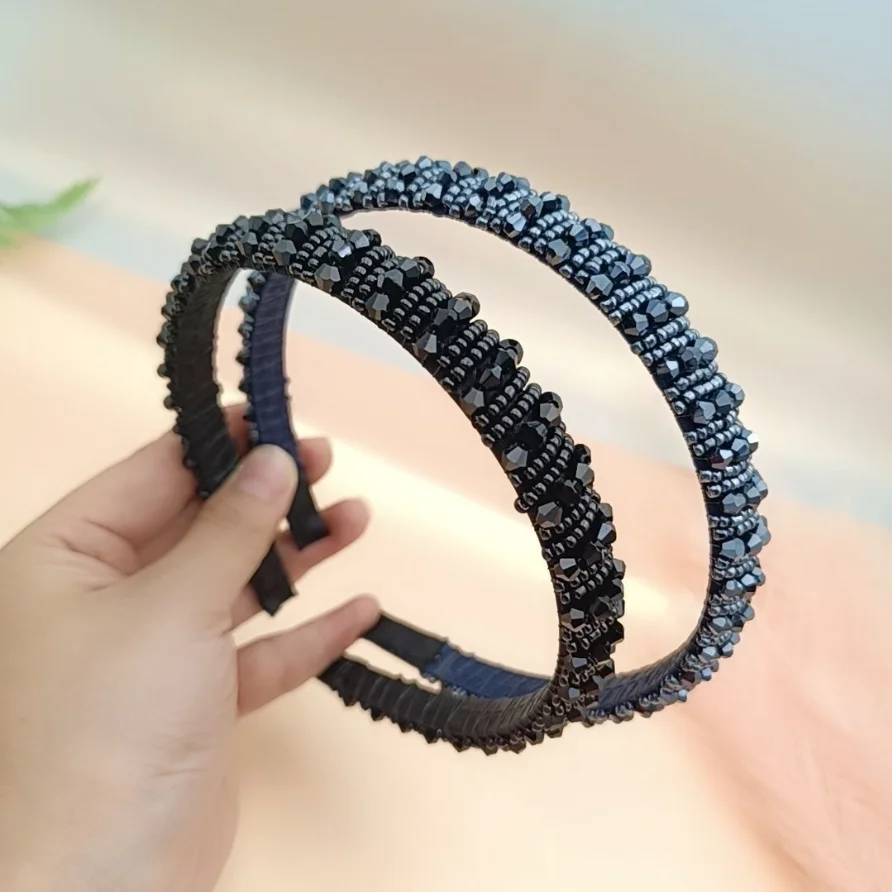 

Korean Fashion Shiny Beaded Headband For Women Full Crystal Diamond Hair Hoop Wedding Bridal Hair Jewelry Accessories Wholesale