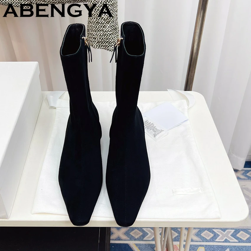 

Осенние женские ботильоны из натуральной кожи на каблуке с квадратным носком и боковой молнией, модные короткие ботинки челси в стиле ретро, Botas Mujer