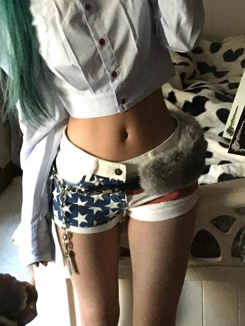 Star Printed Denim Shorts Female Low Waist Slim Wide Leg Hot Pants Jeans Women