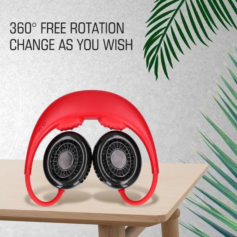Hanging Neck Fan Portable Multifunction Leafless Massage Aromatherapy Neck Fanfor Outdoor HomeRed 2.3in