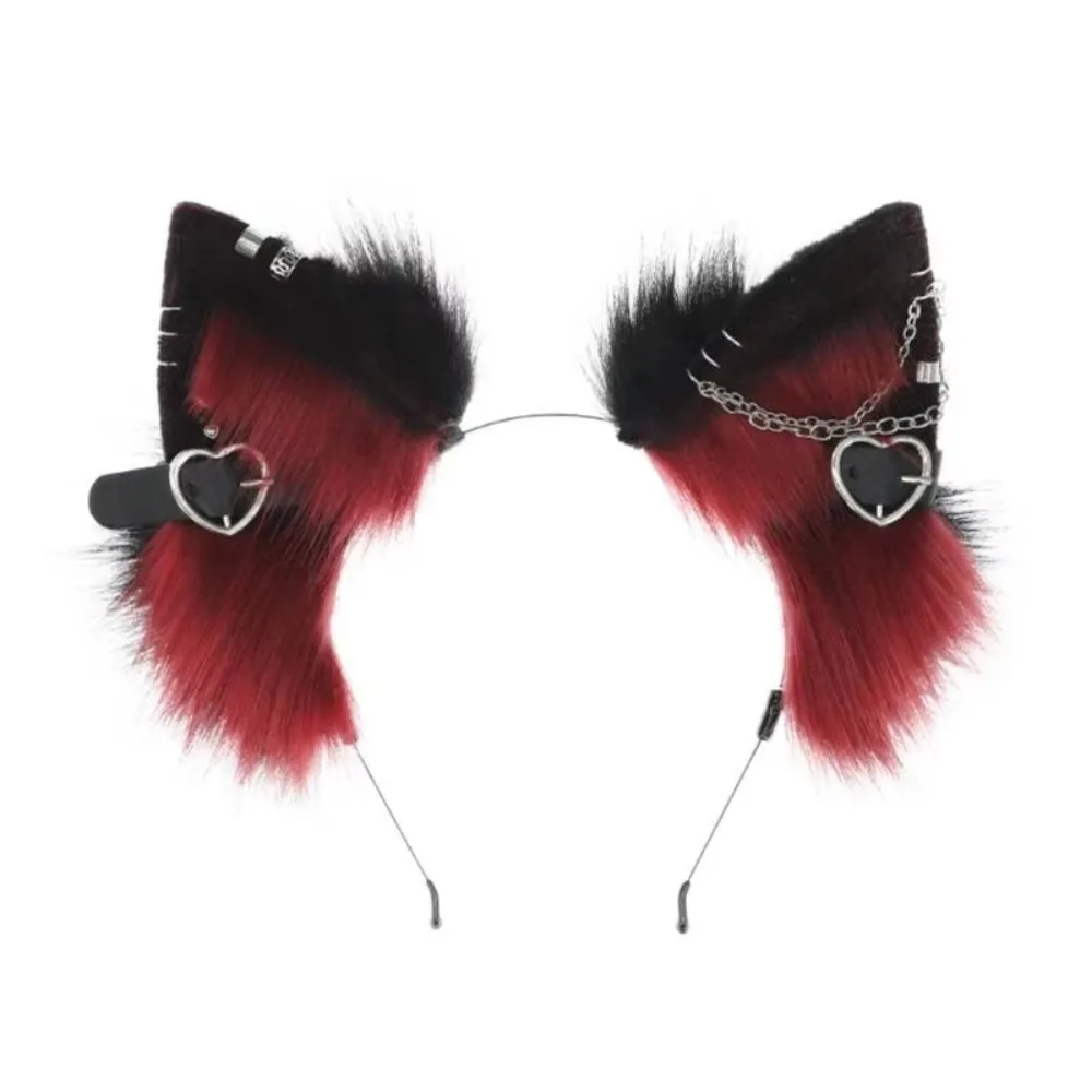 Hairpin Cat Ear Lolita Hair Band with Love Pendant Headdress Headband Lolita Cosplay Belt Halloween Cosplay Costume
