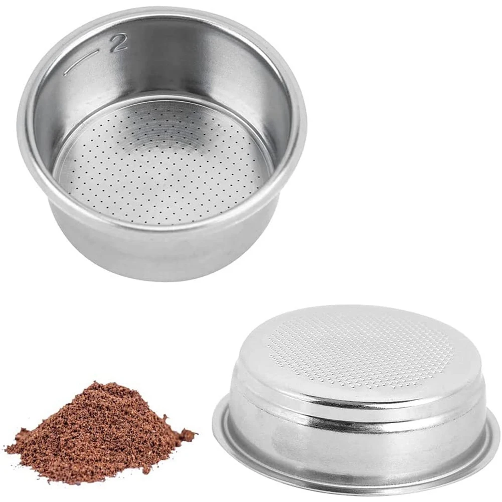 51mm Coffee Filter Basket, 51mm 2 Cup Filter and 1 Cup Bottomless Portafilter, 2Pcs Stainless Steel Coffee Filter Basket