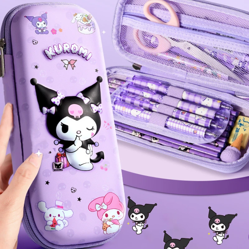 Sanrio Series Kuromi Pencil Case 3D Pattern EVA Waterproof Pencil Case Kids Pencil Case Cartoon Cute Girls Stationery Bag