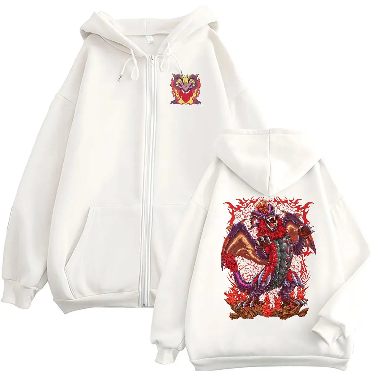 New Game Monster Hunter Teostra The Emperor of Flame Zipper Hoodie Men Women Clothing Fashion Vintage Oversized Coats Sweatshirt