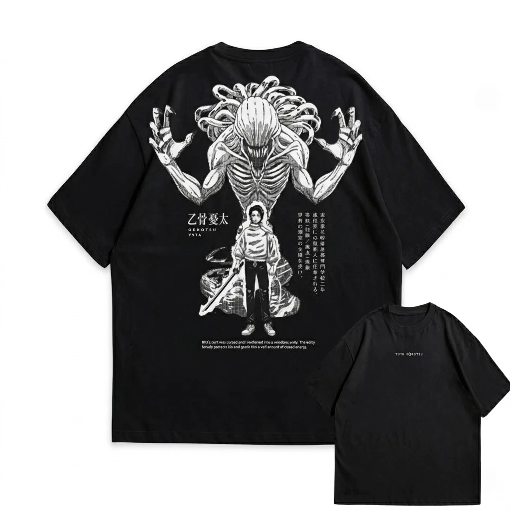 Camiseta Gráfica Anime Jujutsu Kaisen Yuta X Rika, 100% Algodón, Talla Grande, Unisex, Manga Corta, Cuello Redondo, Estilo Y2K, Popular