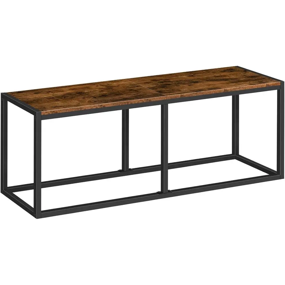 47.2-Inch Rustic Brown & Black Industrial Style Steel Dining Bench, Easy Assembly for Kitchen & Dining Room