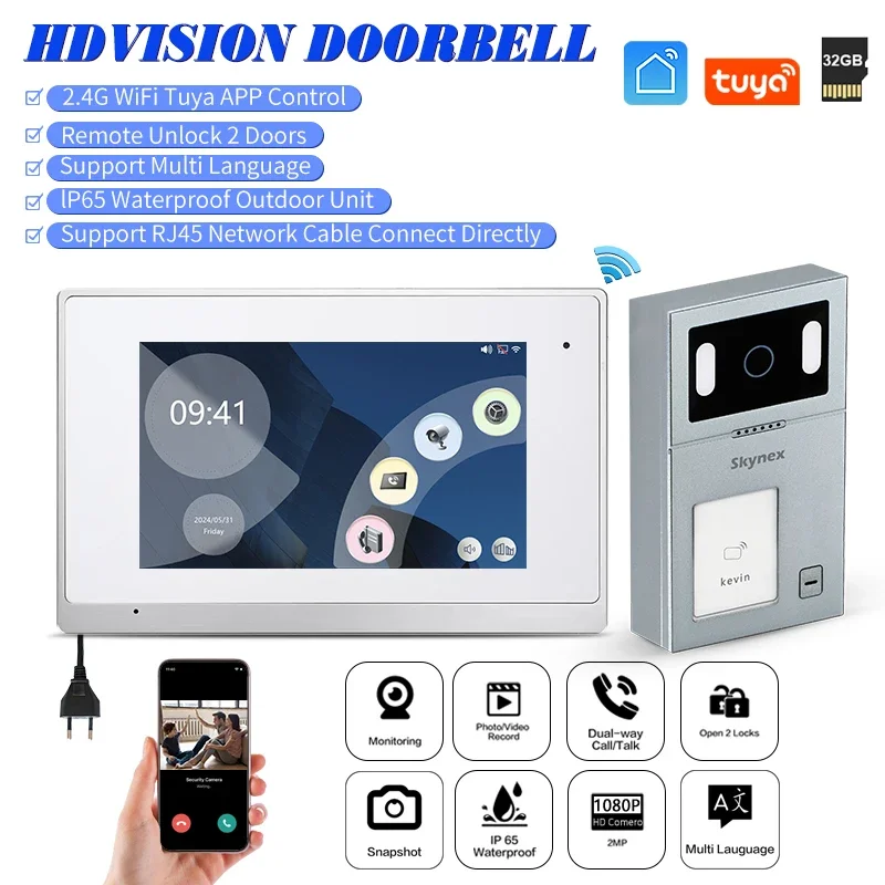 

Best Price Video Door Phone Interfone Wifi Camera Wfi Tuya RFID Card Unlock 2 Doors Night Vision Doorbell