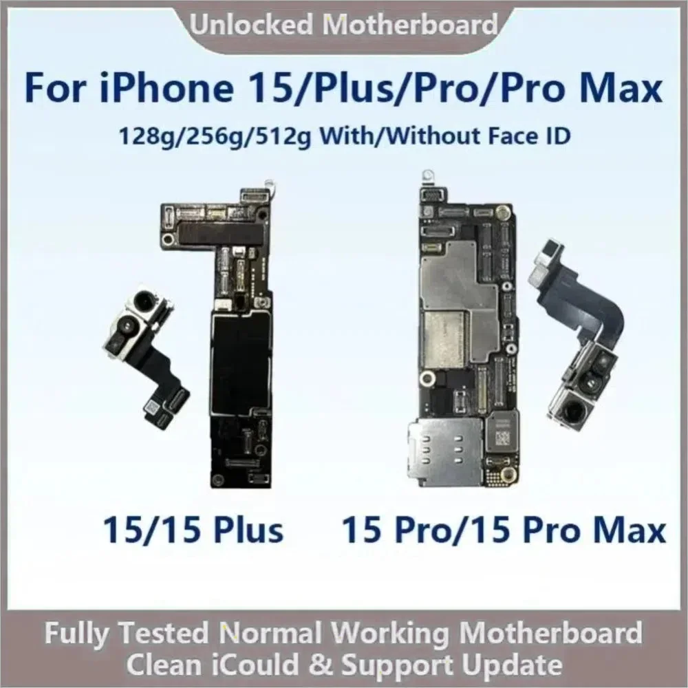 

Полностью протестированная оригинальная материнская плата для iPhone 15/15 Pro Max с Face ID, разблокированная, очищенная от iCloud, с поддержкой eSIM.