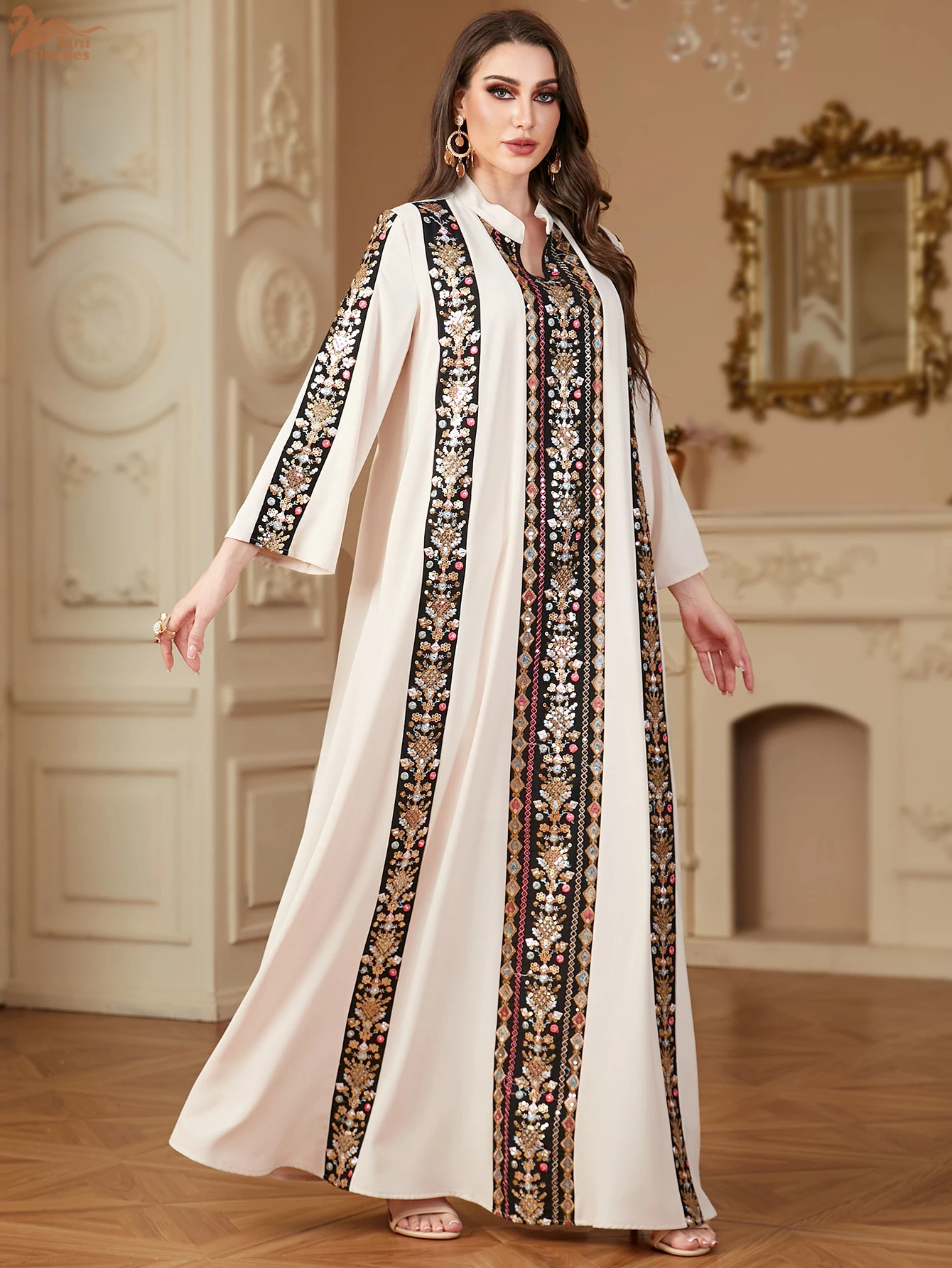 Ramadan Dubai haft w paski długie abaje muzułmańskie eleganckie kobiety suknia wieczorowa marokański Casual luźna Kebaya