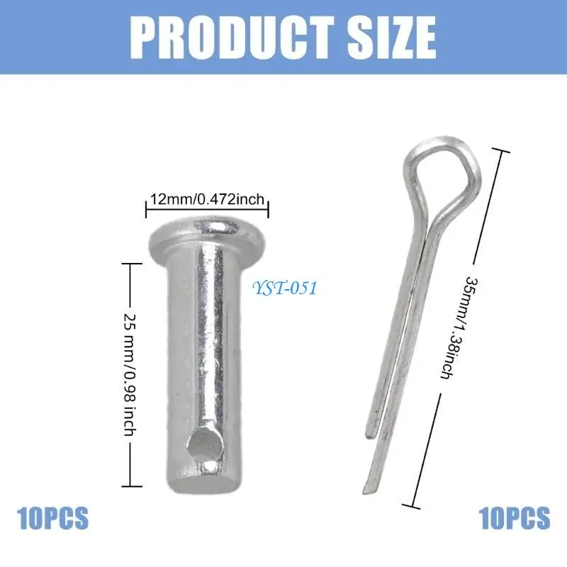 E15A 10Pcs Stainless Steel Link Hinge Pin Replacement Single Hole Clevis Pin