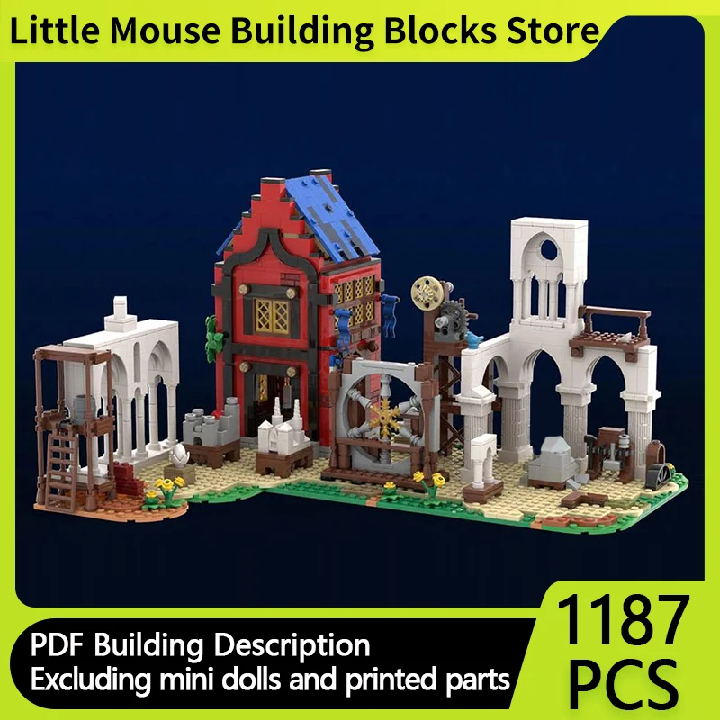 

Medieval Castle Model MOC Building Bricks Stone Sculpture School Modular Technology Gifts Holiday Assemble Children Toys Suit