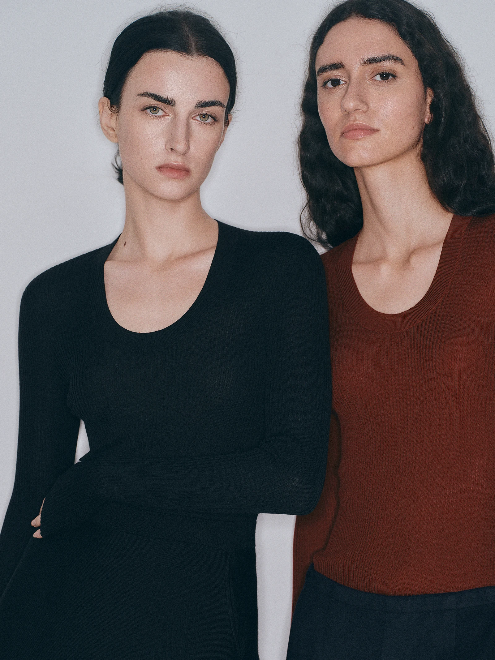 

Ballet Ne Sl Knitted Wool Base irt Full Formulation Soft Wool U-Ne Long Sve Casual Inner Wear for Women