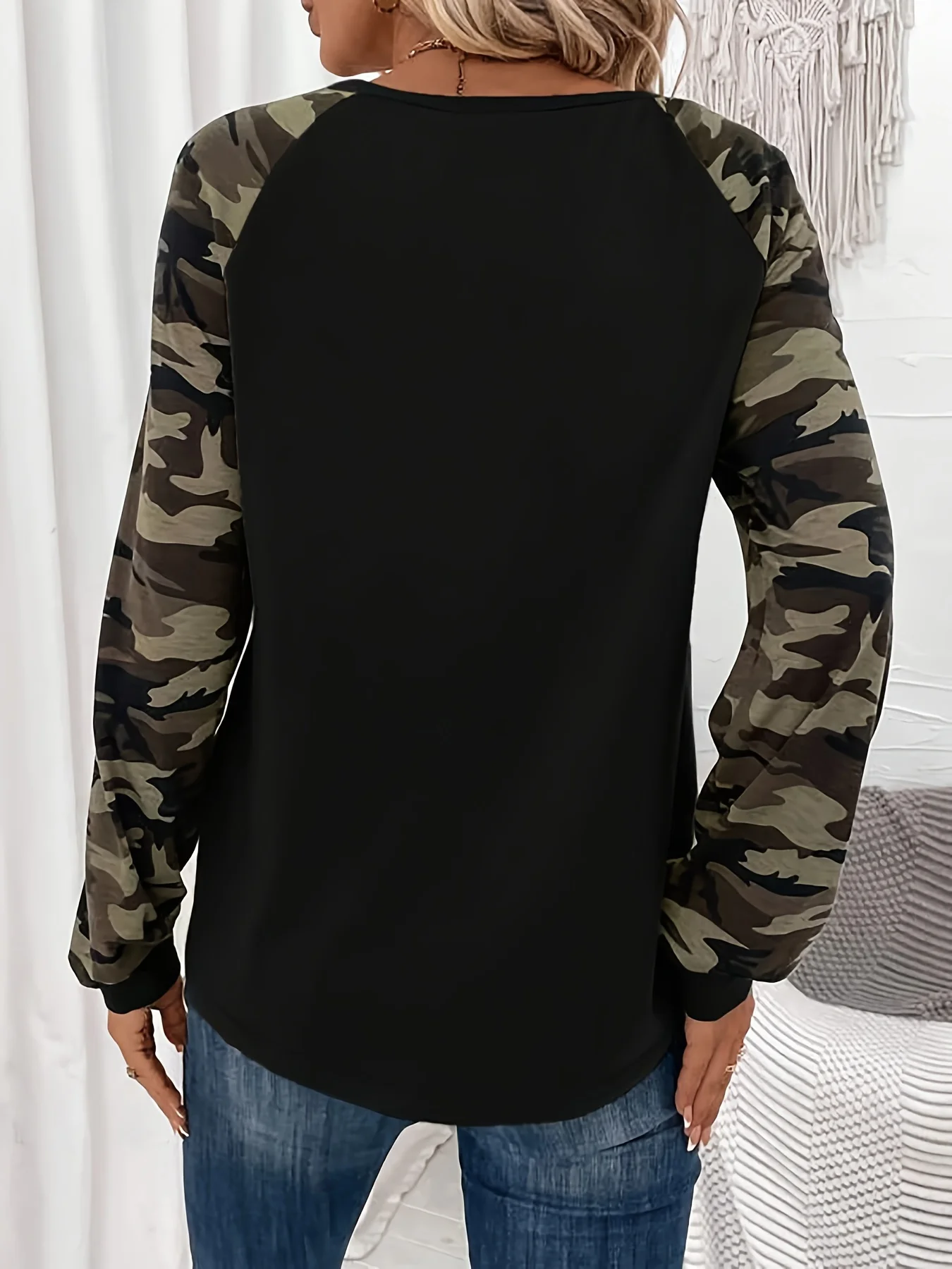 

Spring and Autumn Men's and Women's Casual Raglan Sleeve Camouflage 3D Printed Long-sleeved T-shirt for Outdoor Sports Training