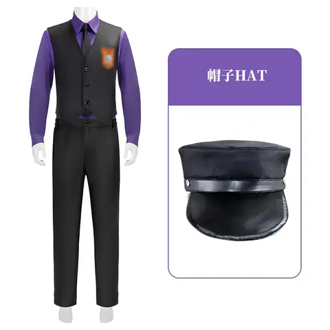William Afton Cosplay Costume FNaF Purple Guy Costume Five Nights /at Freddy's Doujin Outfit Roleplay Halloween Party Uniforms